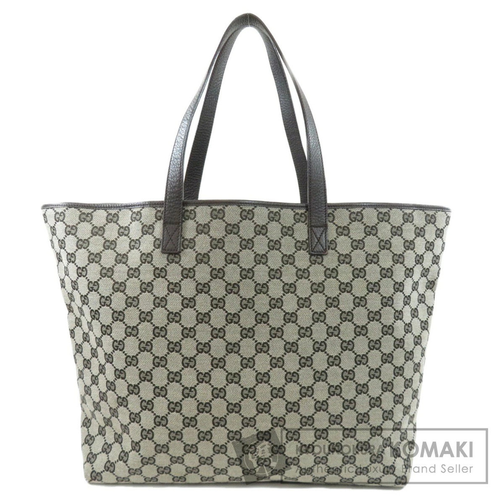 Gucci GG Monogram Canvas Leather Tote Bag Beige